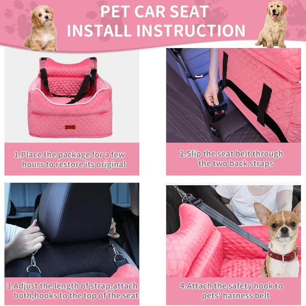 Dog Car Seat - Memory Foam Dog Booster Seat for Small Dogs Up to 25lbs